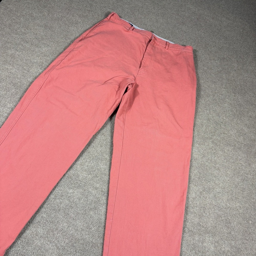 Lands' End Men's 34 Regular Coral Red Pants Chino Straight Leg Cotton